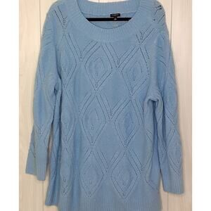 Talbots Plus Blue Sweater Size 2X Slight Mock Neckline Metallic Threads